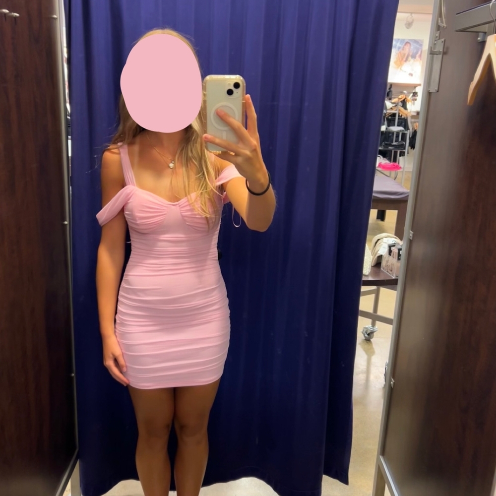 Windsor Blush Pink Off-Shoulder Mini Dress